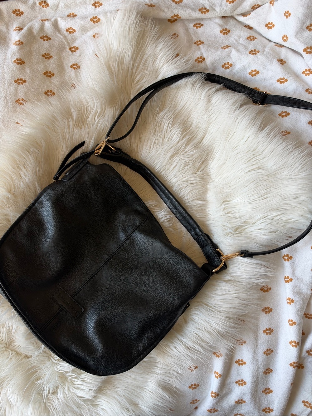 Montana West Black Pebbled Leather Shoulder Bag with Gold Hardware